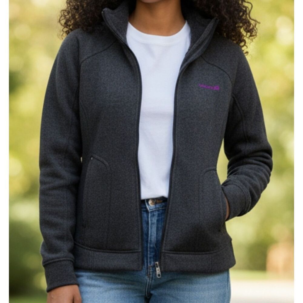 Avalanche Fulll Zip Up Jacket Womens Size M Dark Gray Fleece Pockets Casual